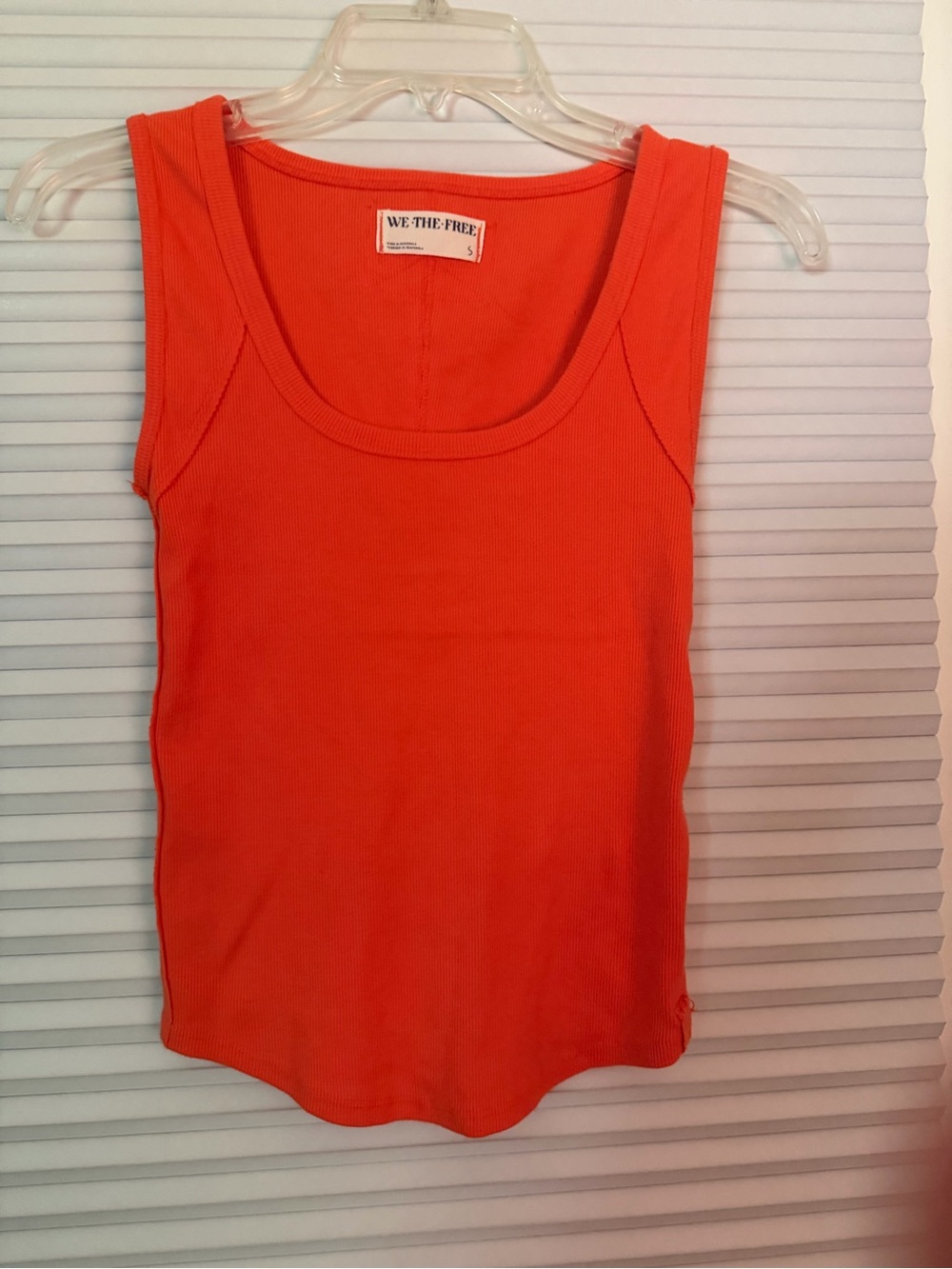 We The Free Vibrant Orange Ribbed Tank S